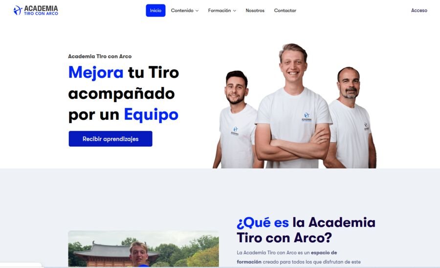 Captura de la web de Academia de Tiro con Arco