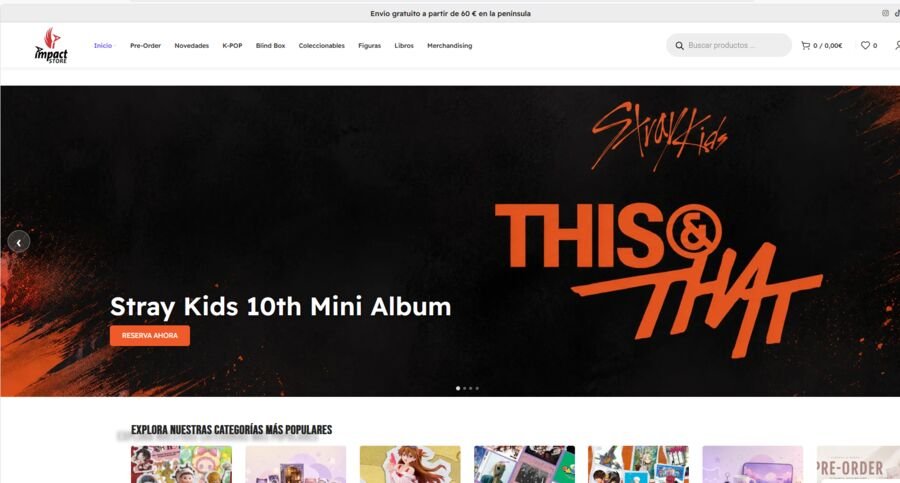 Captura de la web de Impact Store