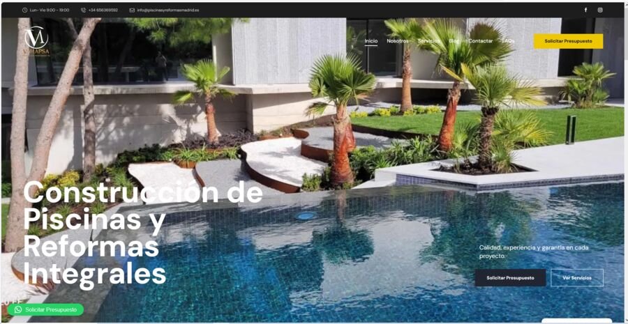 Captura de la web de Piscinas y Reformas Madrid