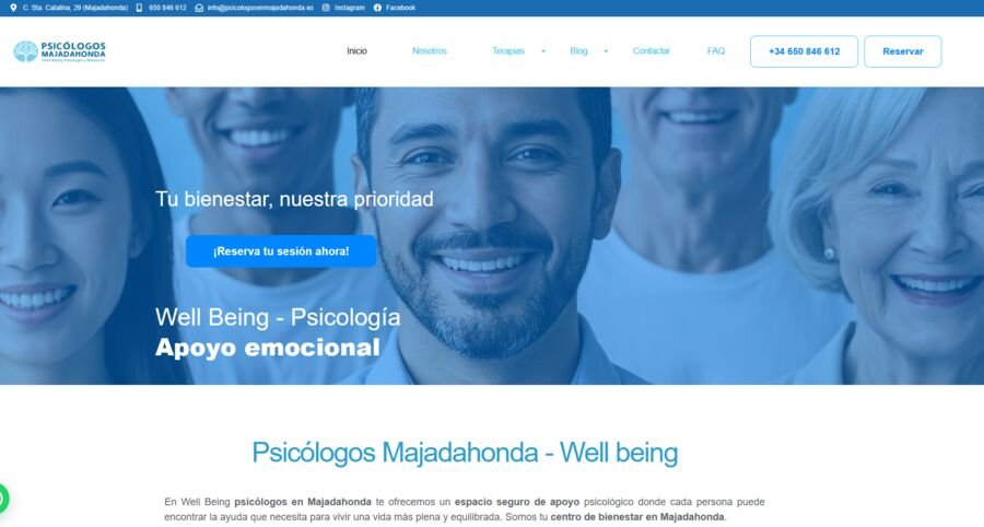 Captura de la web de Psicólogos en Majadahonda