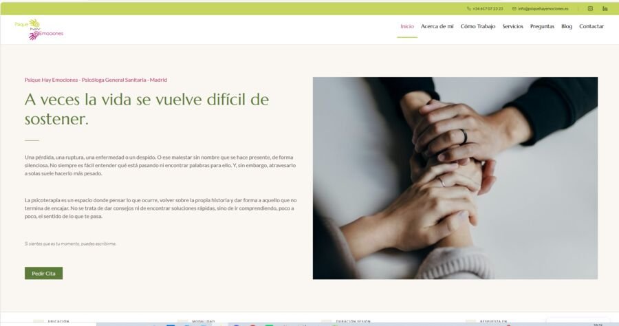 Captura de la web de Psique y Emociones